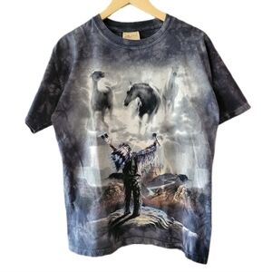 VTG The Mountain 2003 All Over Print Tie Dye Graphic Tee NWOT